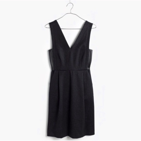 NWT Madewell leather inset low back ponte dress - Picture 4 of 8